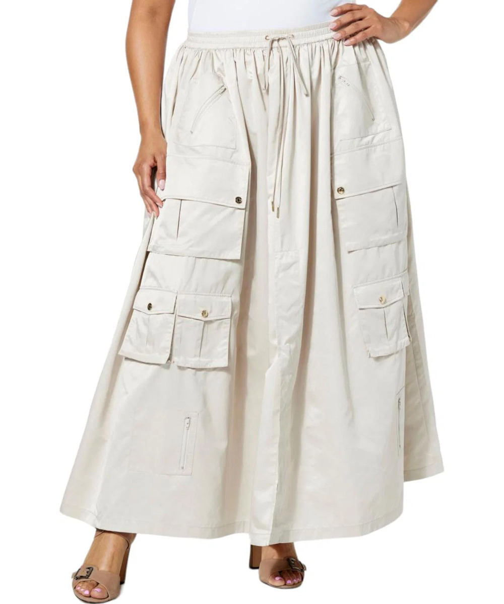 C Wonder by Christian Siriano Runway Sateen Maxi Cargo Skirt Moonbeam - Regular
